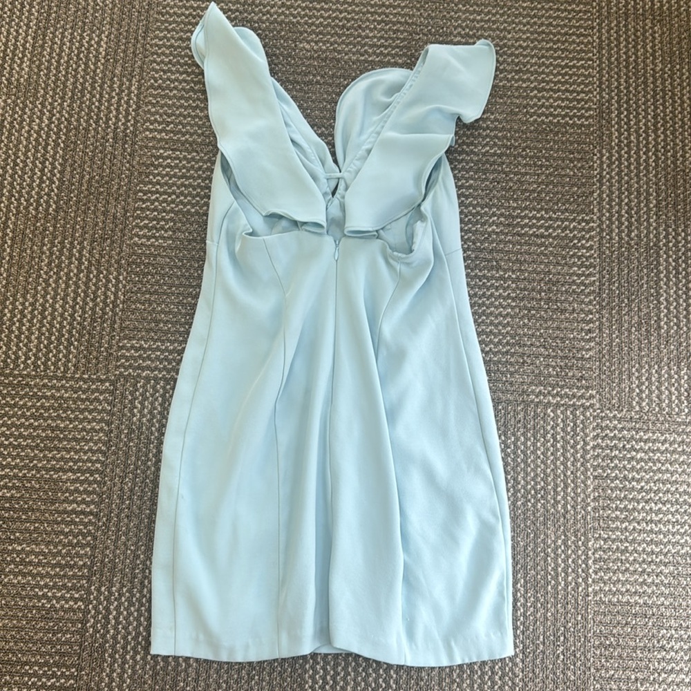 Aidan by Aidan Mattox Light Blue Ruffle Cocktail Mini Dress, size 8 - Picture 5 of 8